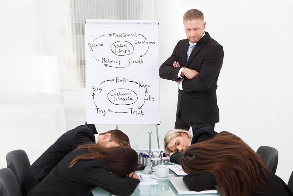 Boring meeting causing people to fall asleep