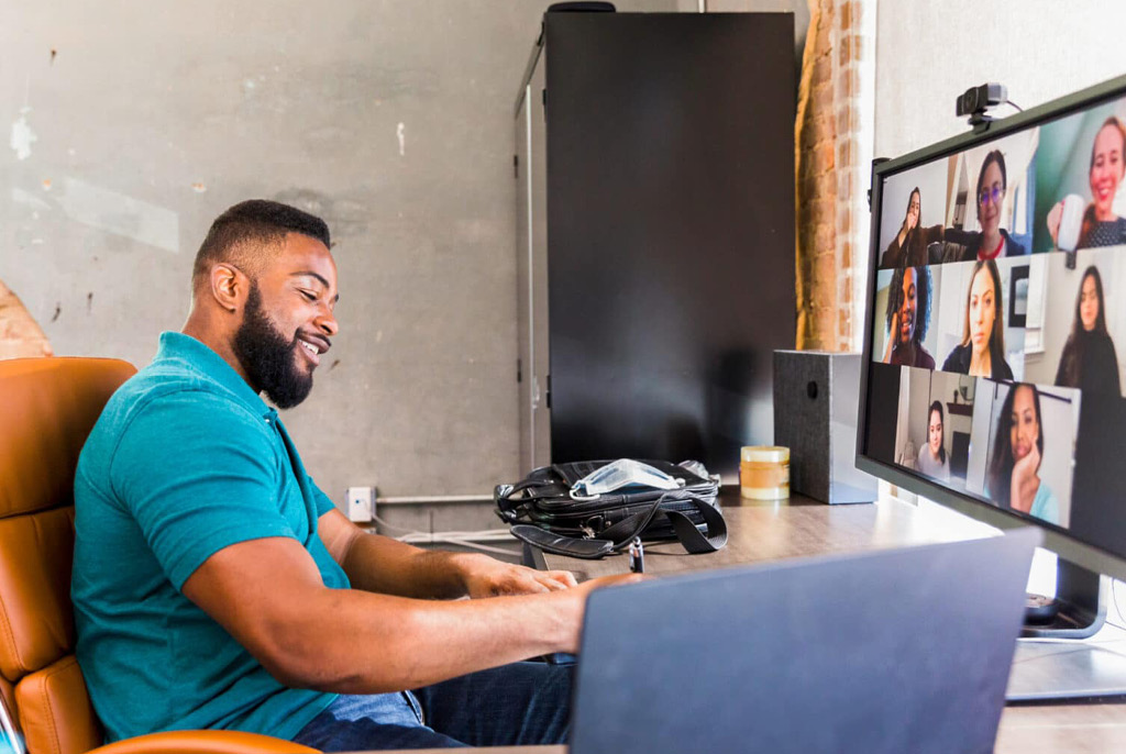 Man on zoom call